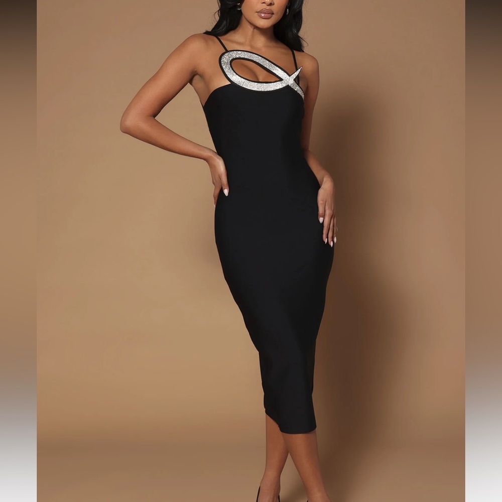 Brand new Nova Luxe black bandage dress, size Large with Tags